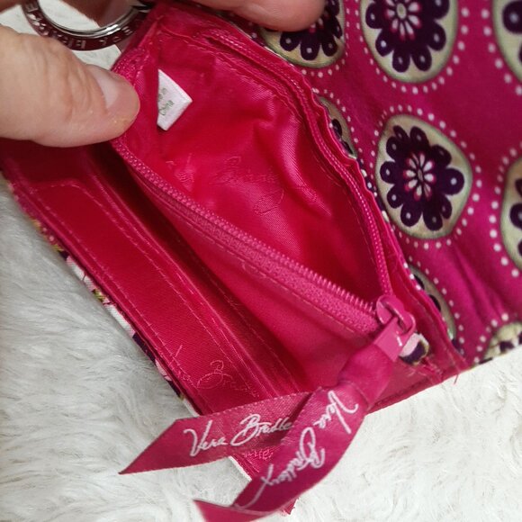 Vera Bradley Pink Paisley Push Lock Id And Card Wallet - Picture 8 of 9